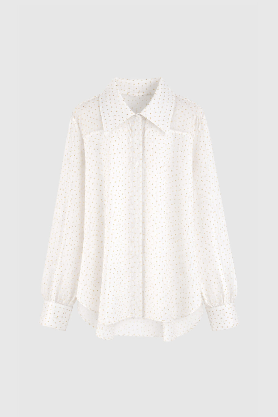 Bluse aus Seide in Weiß mit goldenen Applikationen