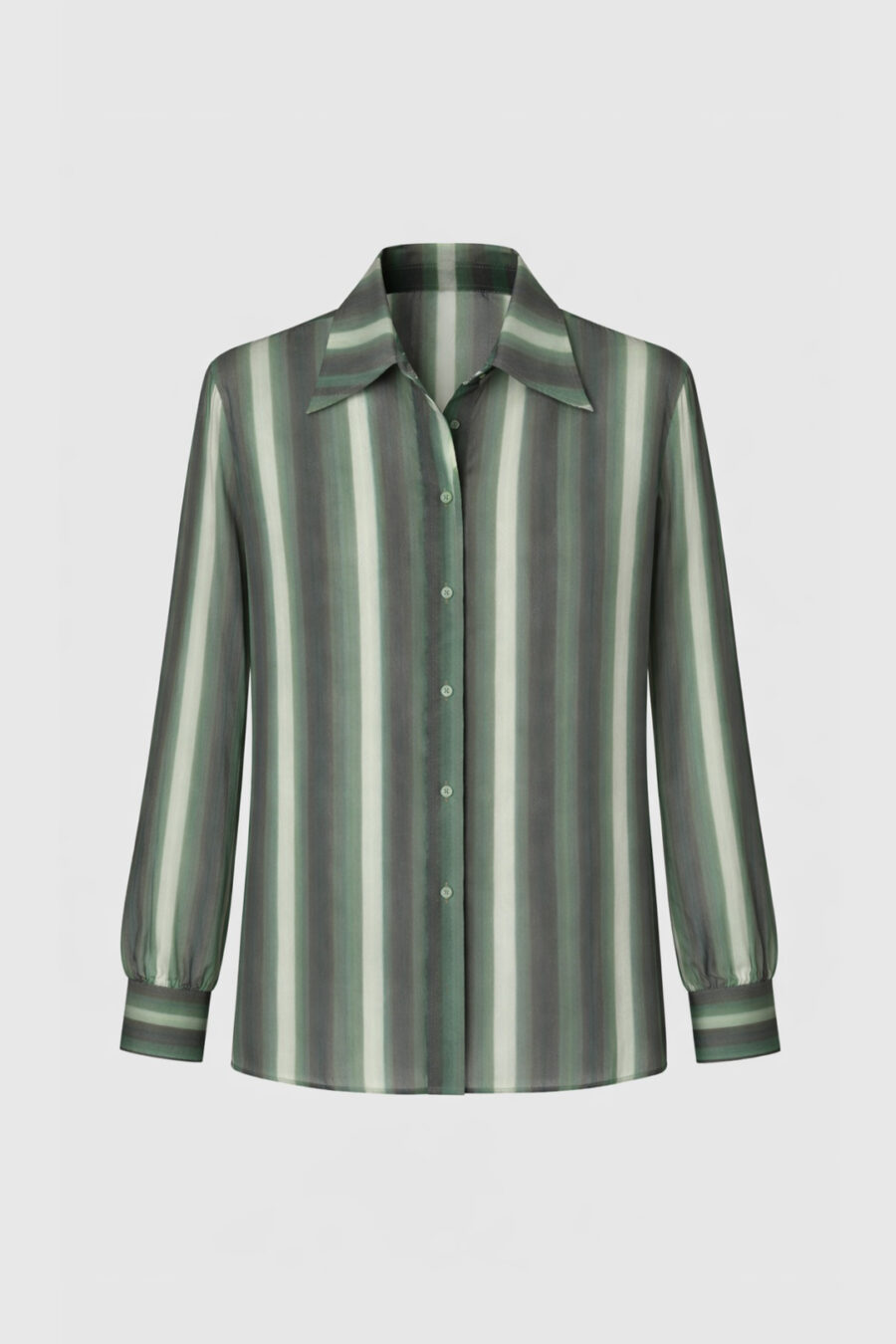 Gestreifte Seidenbluse in Grün