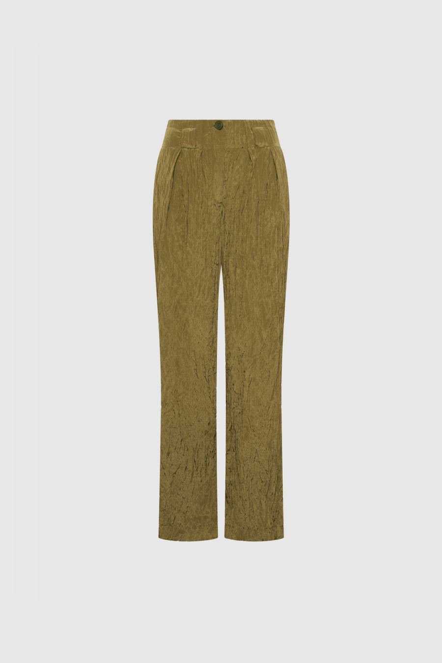 Hose mit leicht crinkleartigen Struktur in Olive