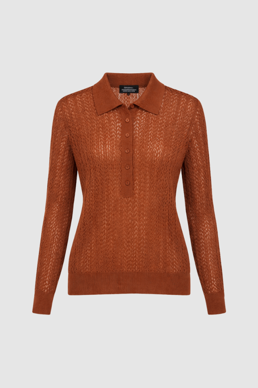 Edler Strick-Polopullover in Warmem Braun-Kupfer Ton