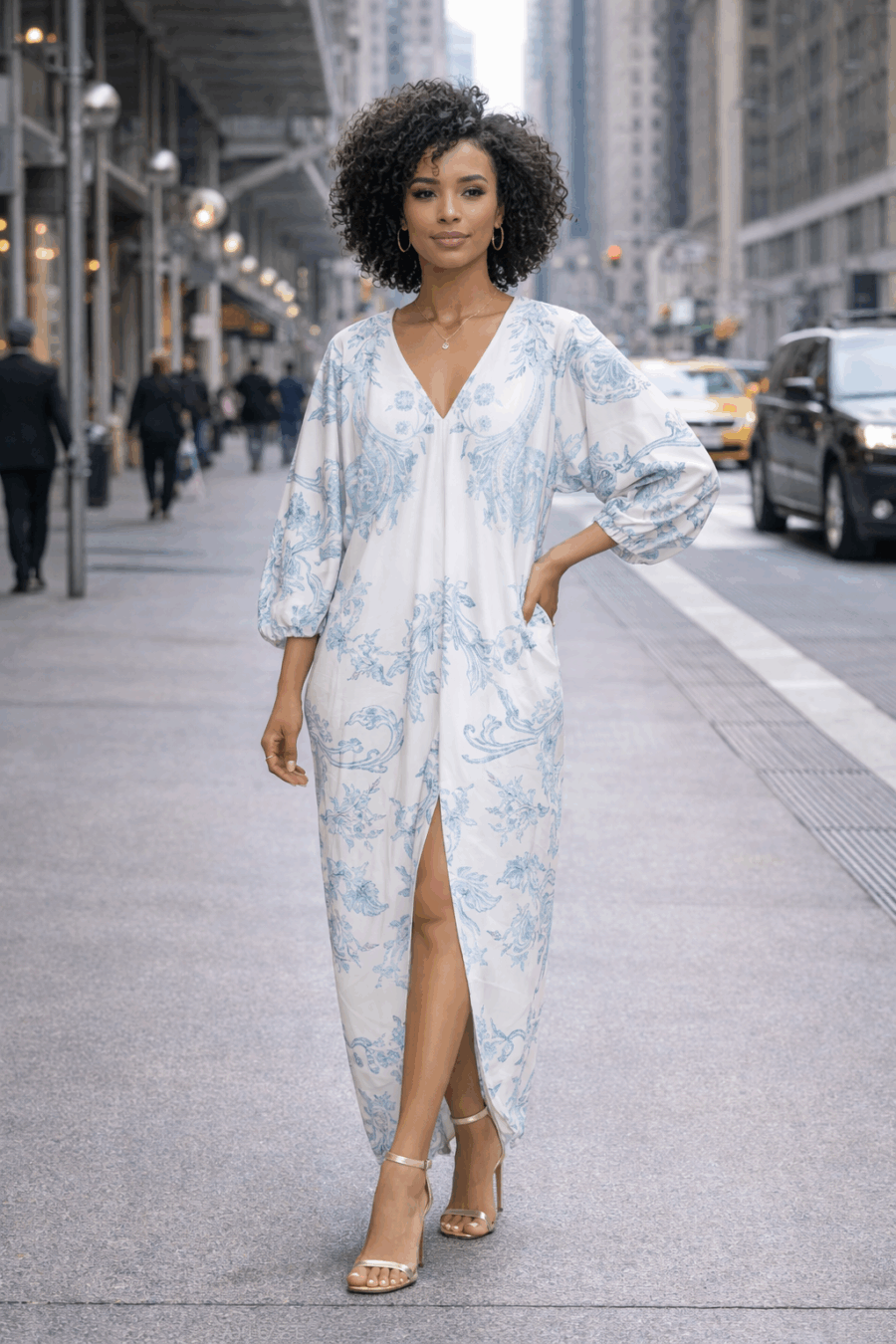 Kleid Tunika Weiß-Blau