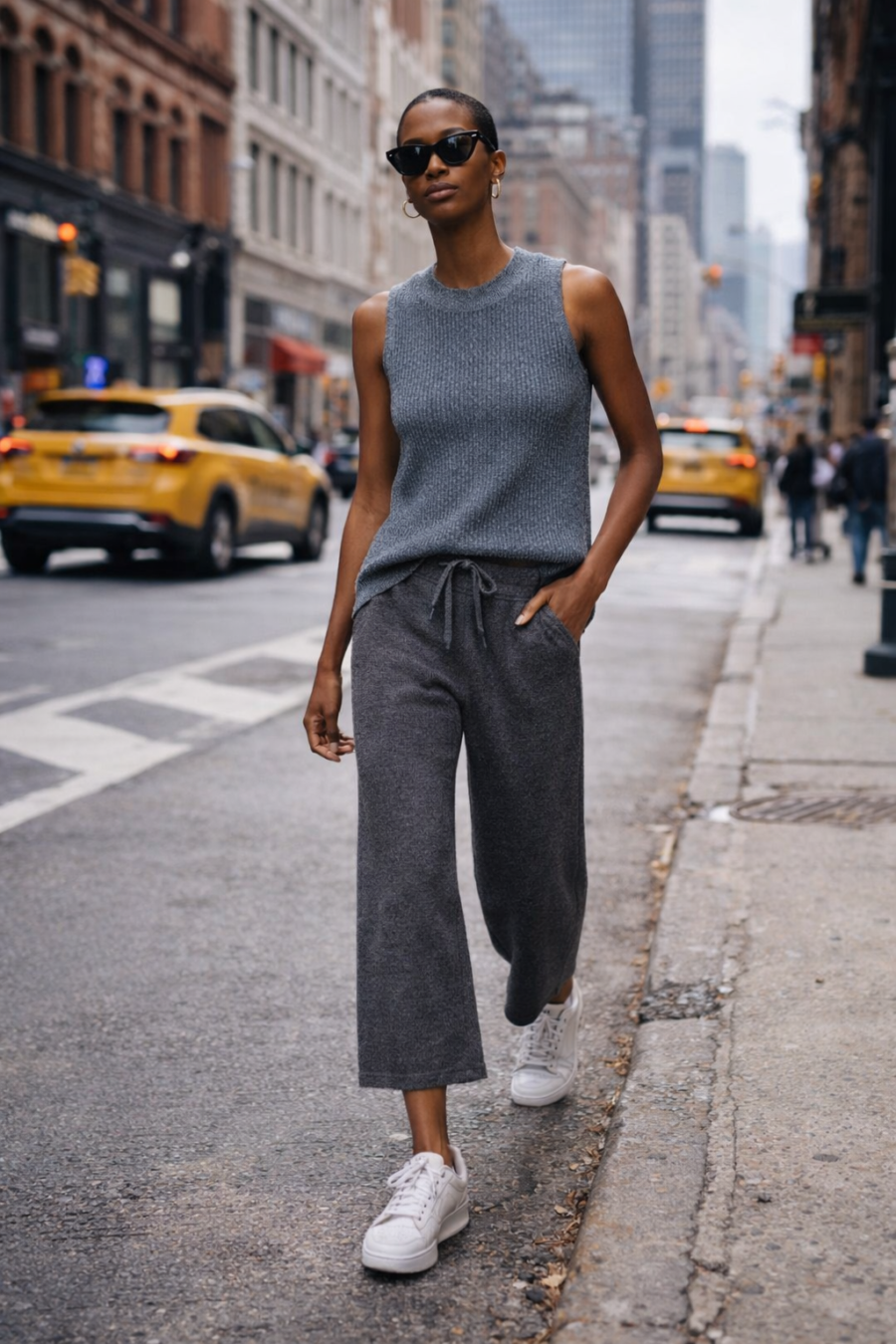 Damen Kaschmir Pullunder grau – Vorderansicht