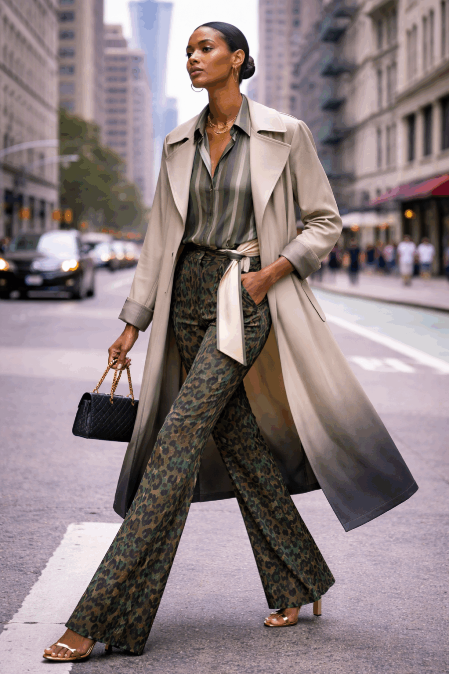 Mantel in Schwarz Weiß, Trenchcoat