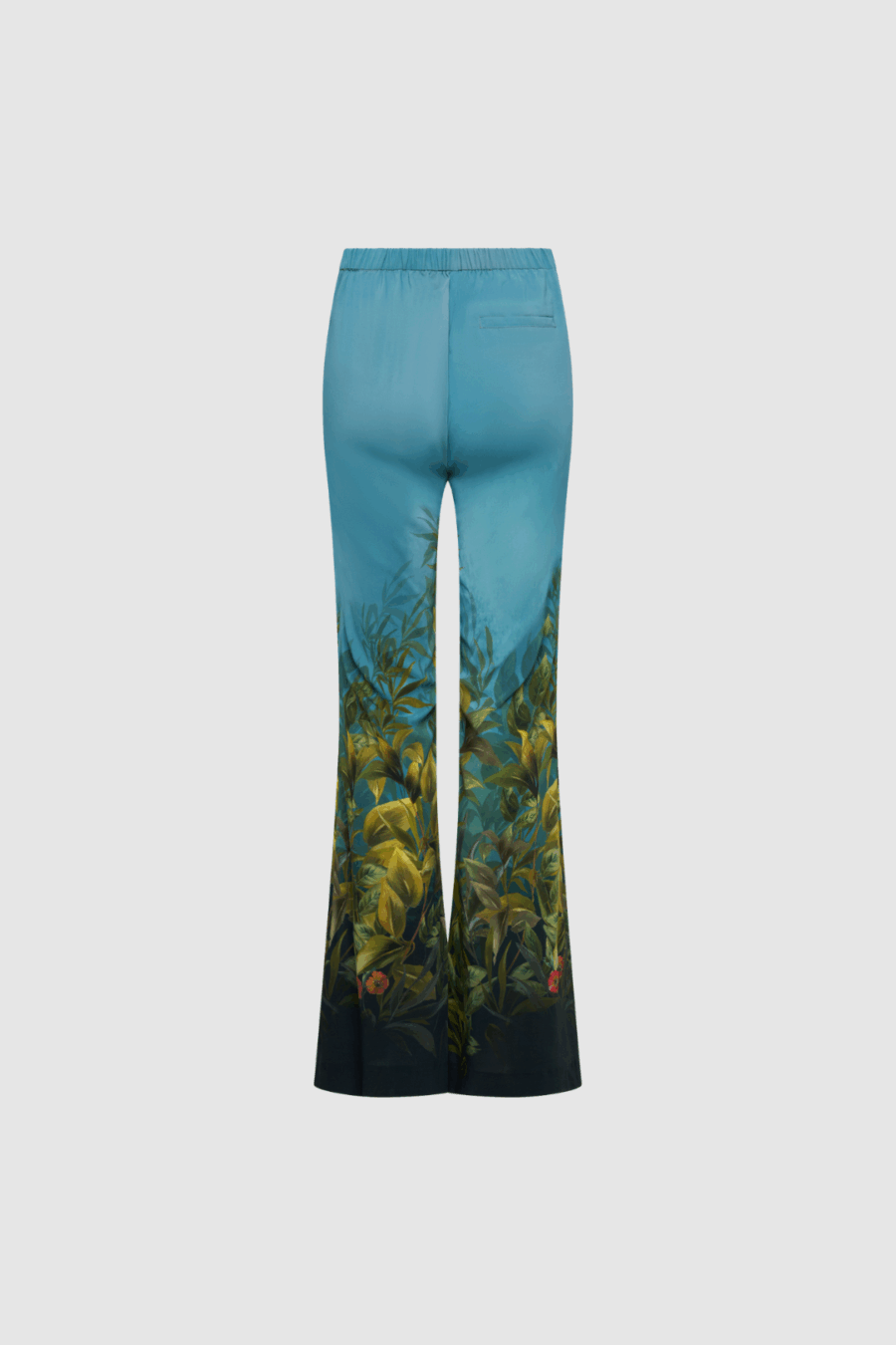 Freizeithose mit floralem Landschaftsprint in Blau Back