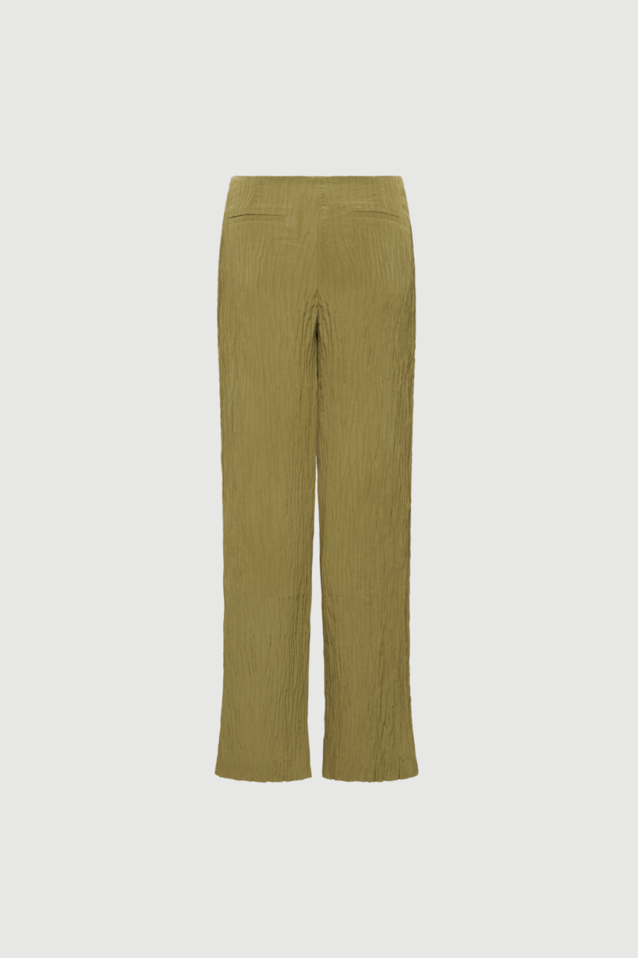 Hose mit Crinkle-Finish in Oliv-Khaki Back