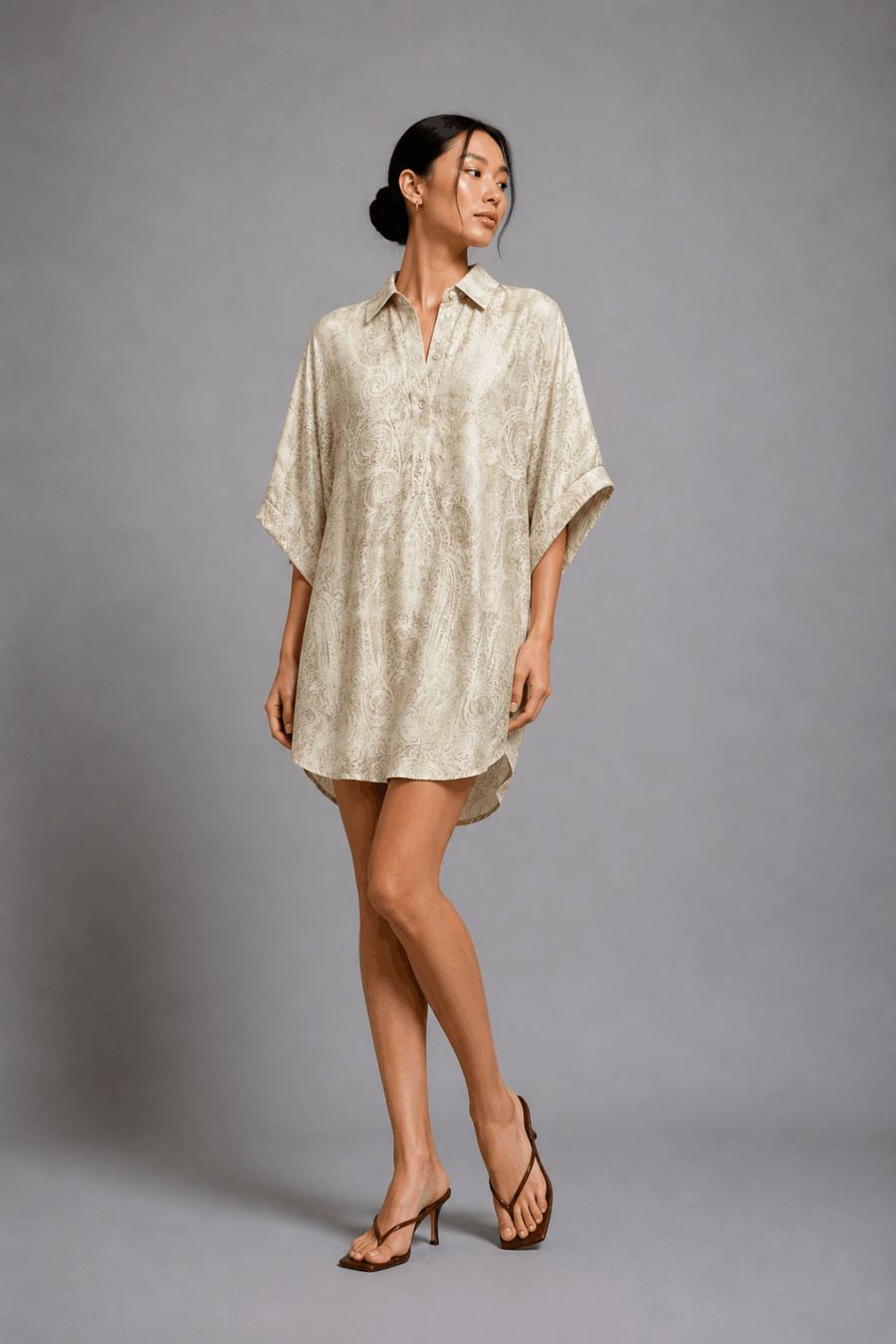 Tunika in Creme und Braun