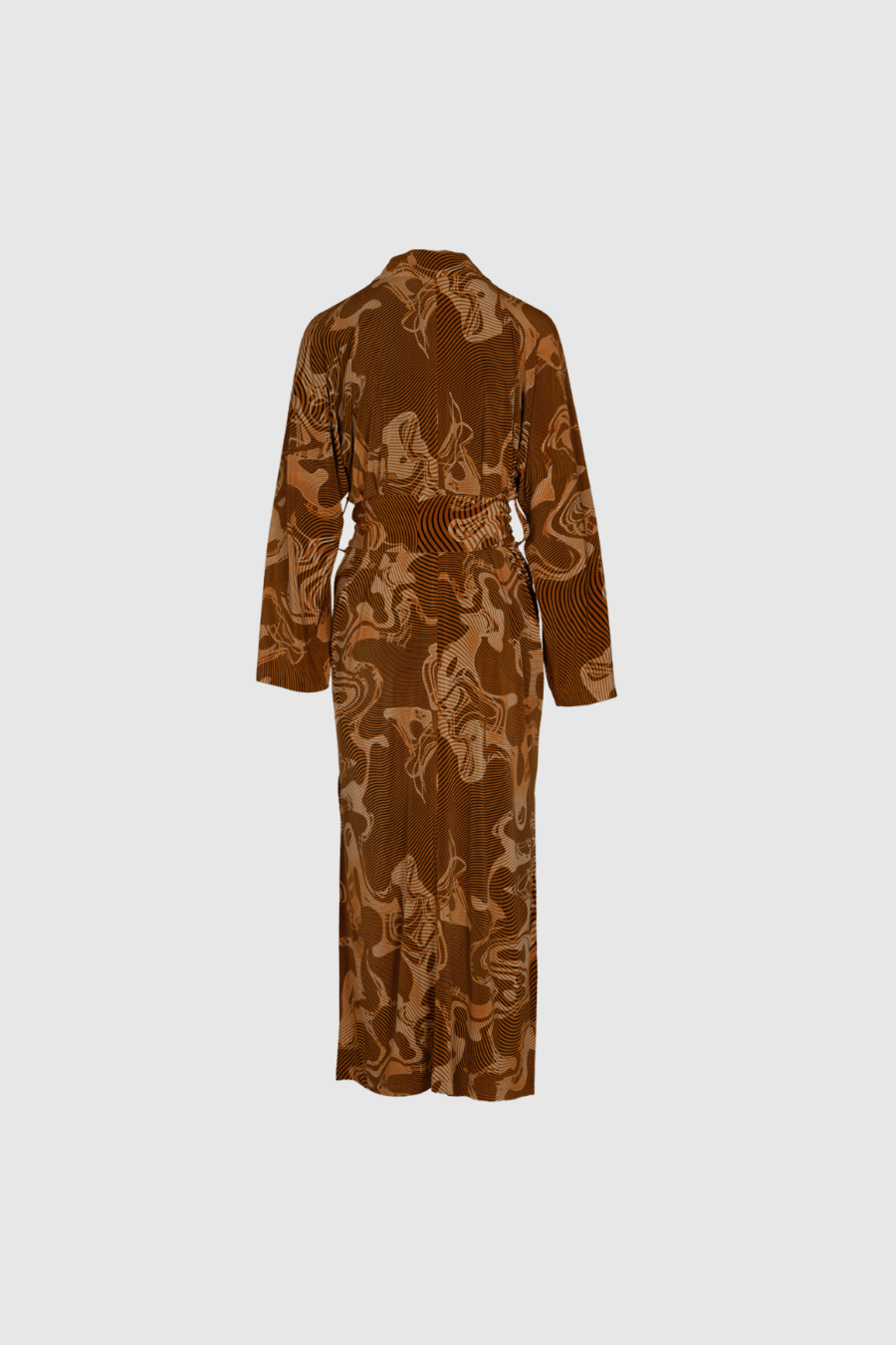 Langer Kimono mit abstraktem Print in Braunnuancen Back