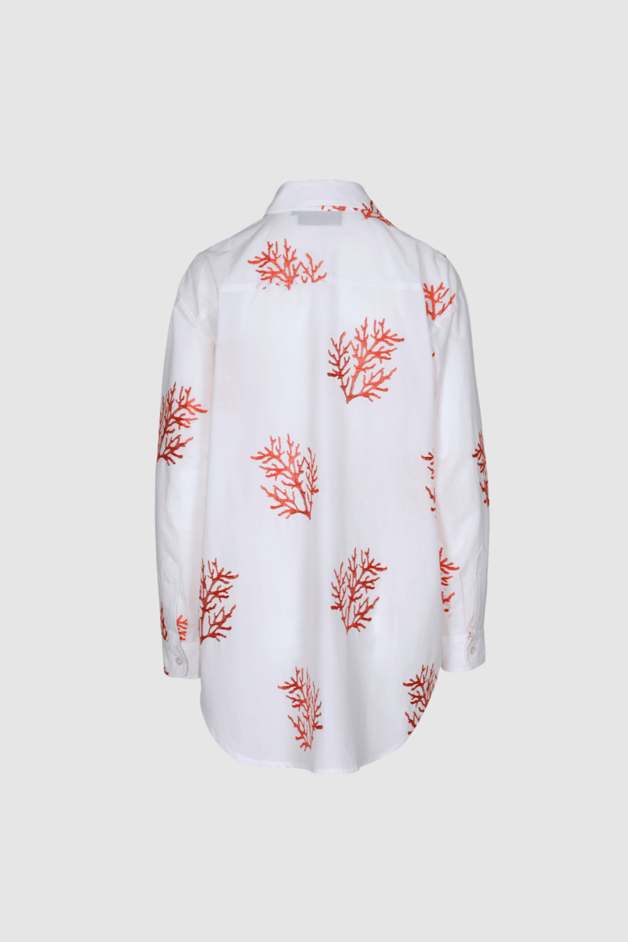 Oversize-Baumwollbluse-mit-Korallen-Print-in-Weiss-Back