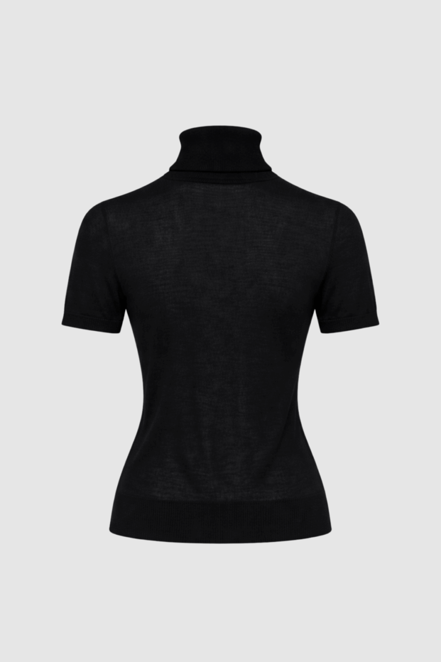 Rollkragen-Shirt aus Kaschmir und Merinowolle in Schwarz Back