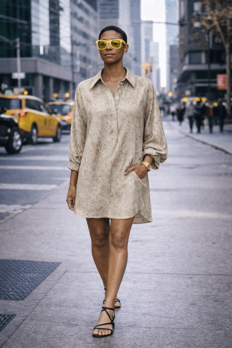 Tunika in Creme und Braun