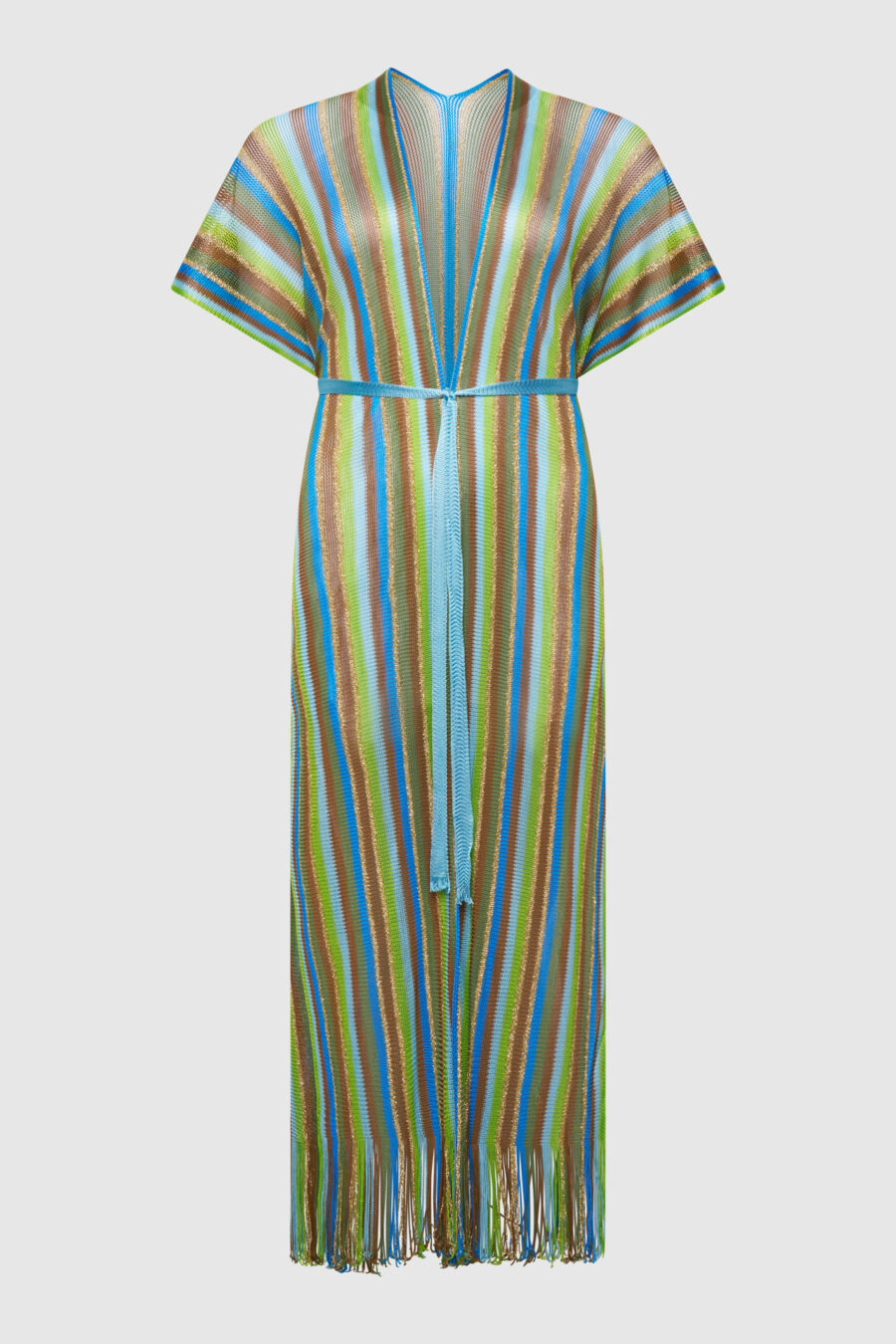 Poncho gestrickt in Grün Blau Gelb