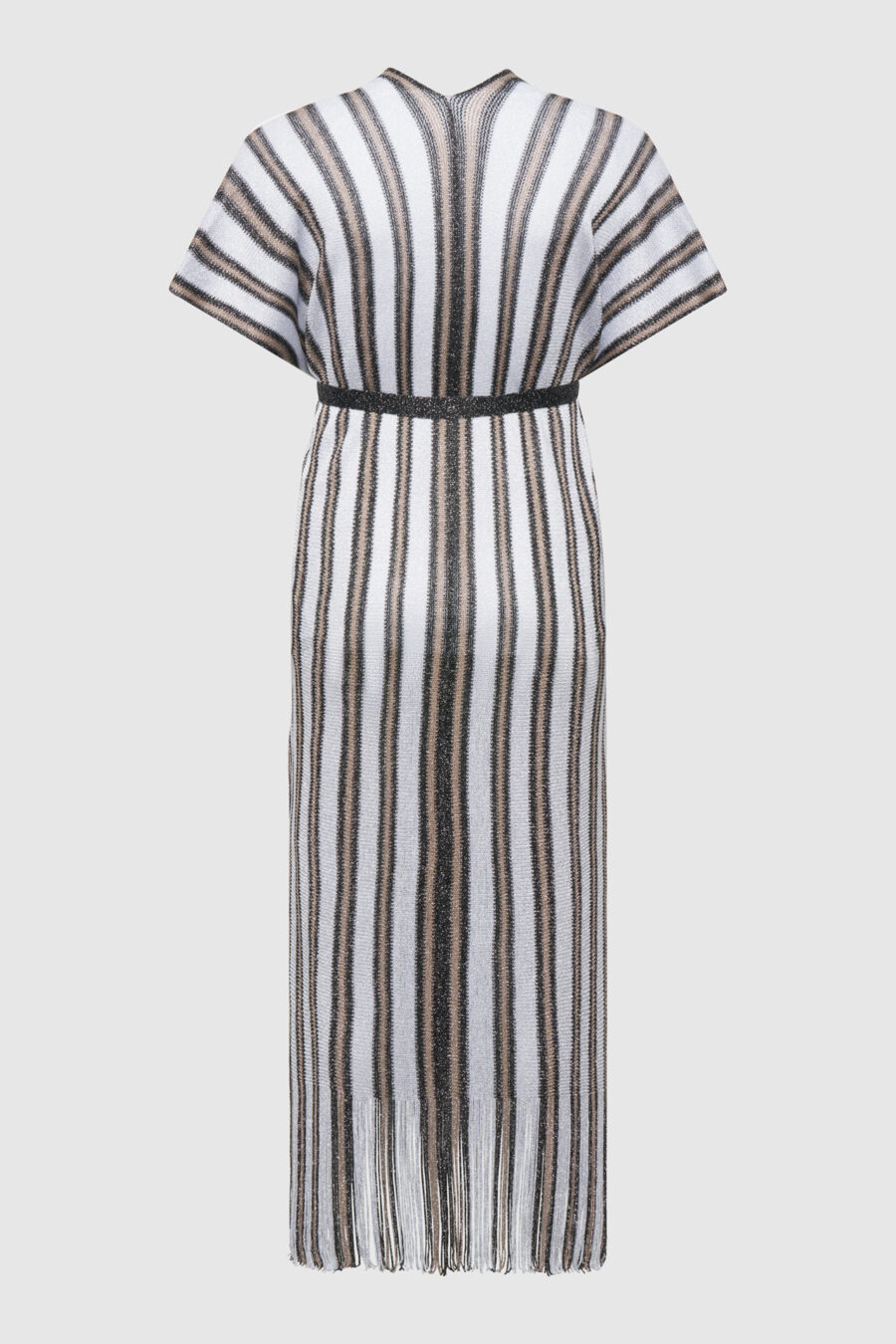 Poncho gestrickt Silber, Schwarz und Multicolor-Akzente