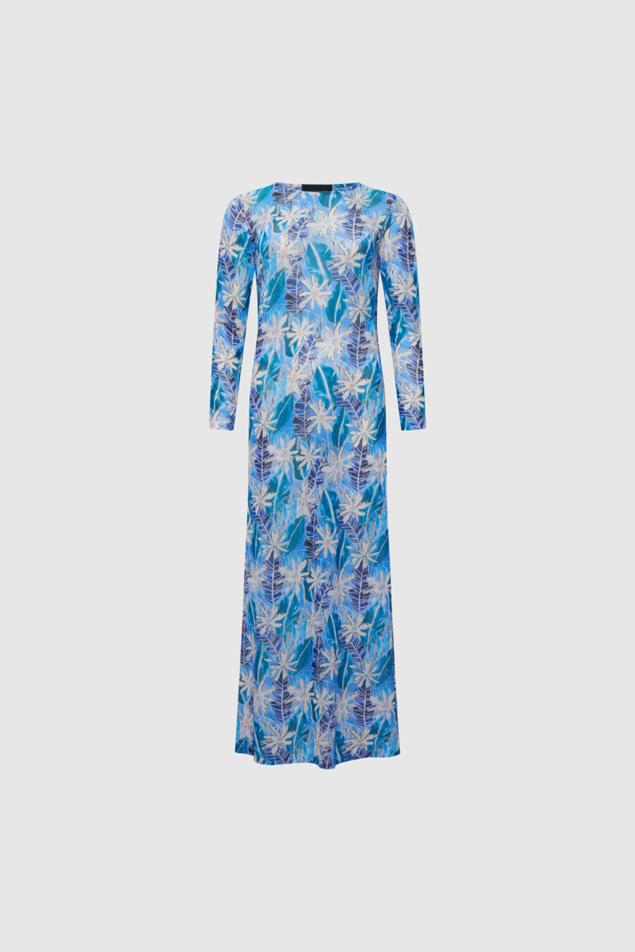 Langes Kleid im Print in Blau- Weißnuancen