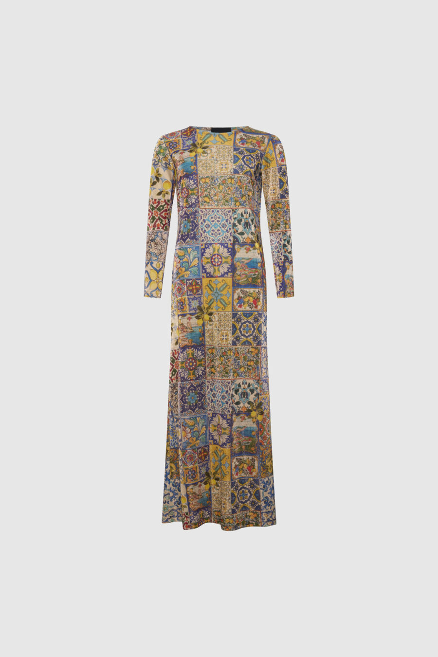 Maxikleid im Print gelb Blau