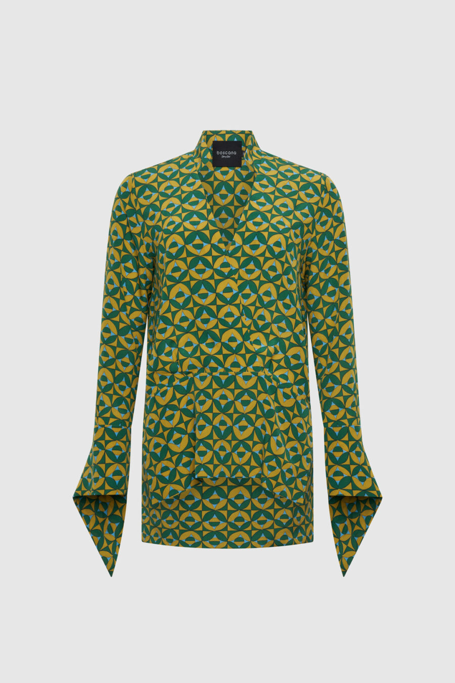Bluse Boscana Seide Grün mit Print