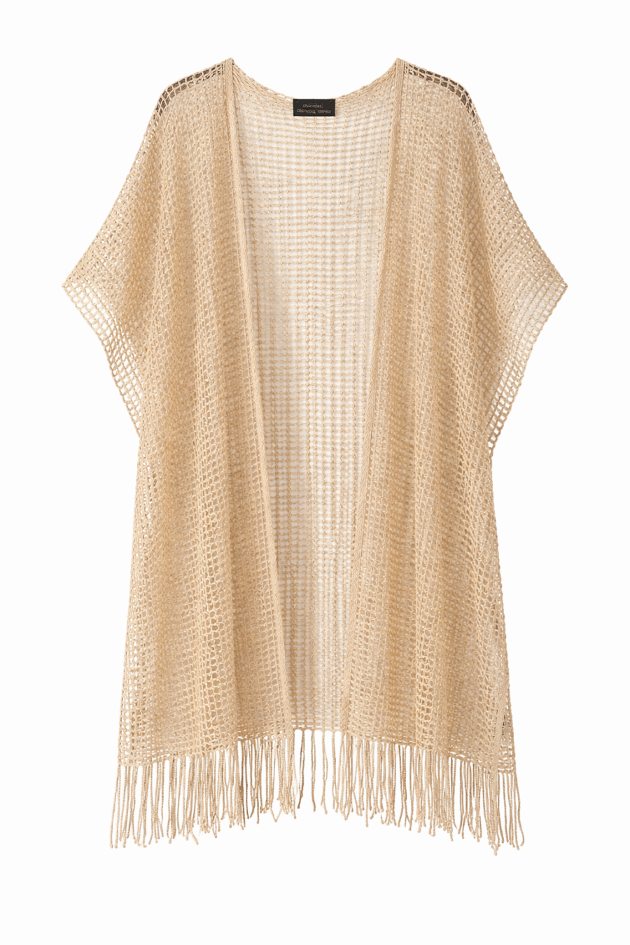 gestrickte Poncho in creme mit Gold, Netzoptik