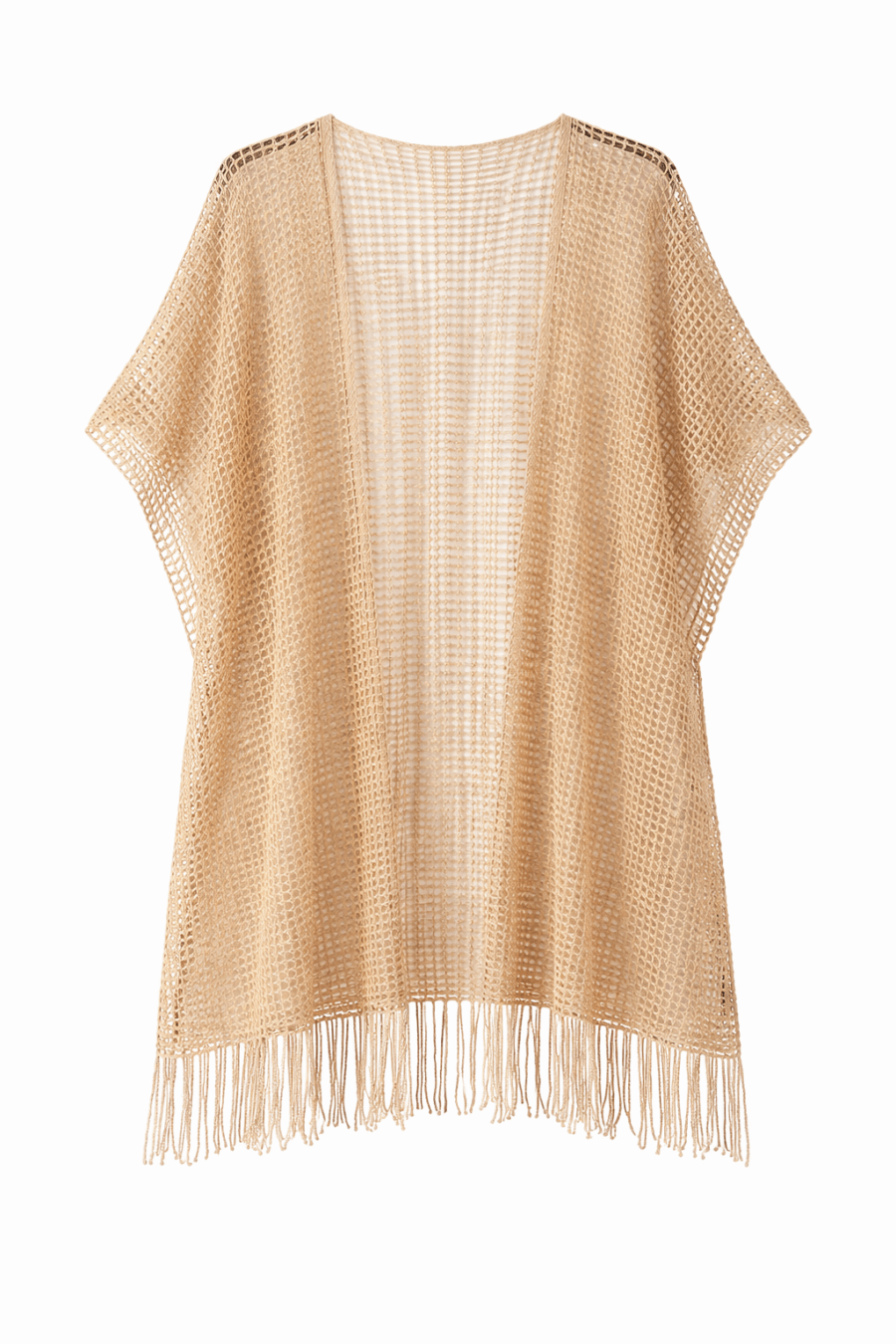 gestrickte Poncho in creme mit Gold, Netzoptik