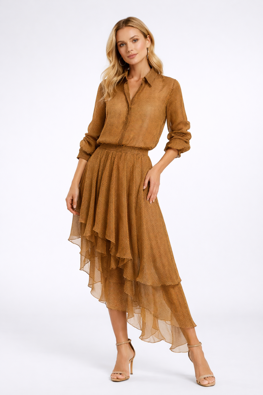 Leicht transparente Seidenbluse mit floralem Print