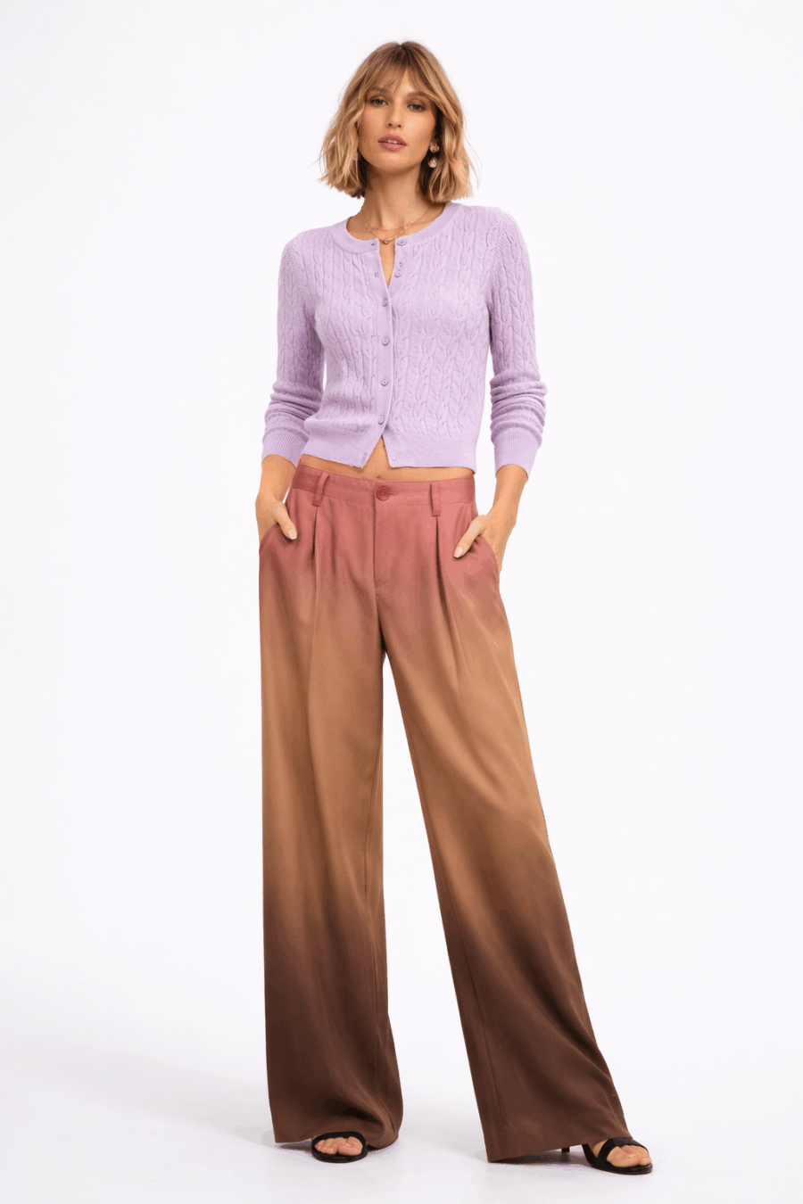 Weite Hose, Verlauf Farbe Pink Bronze