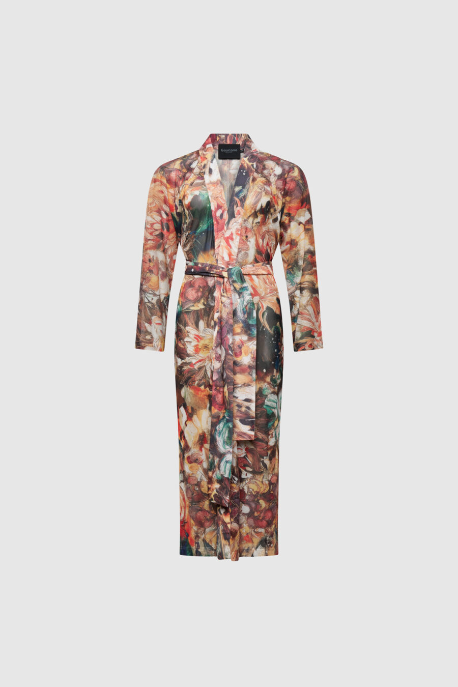 Kimono mit Print in Rot-, Braunuancen
