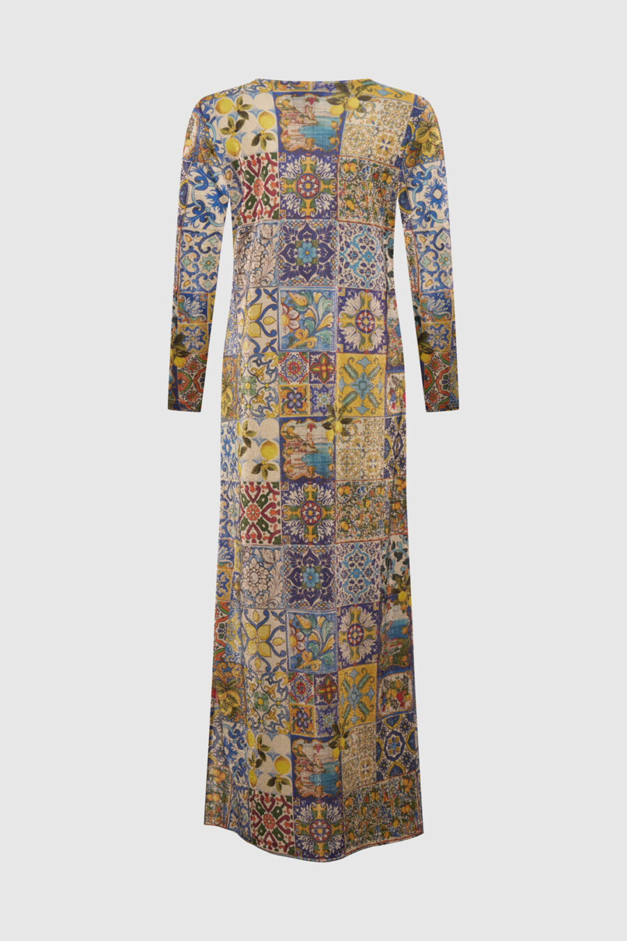 Maxikleid im Print gelb Blau