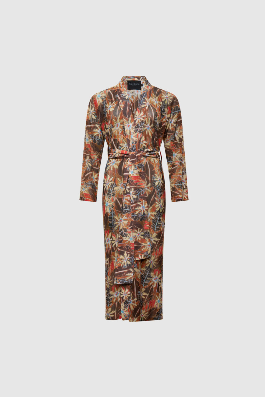 Kimono mit Print in Braunuancen