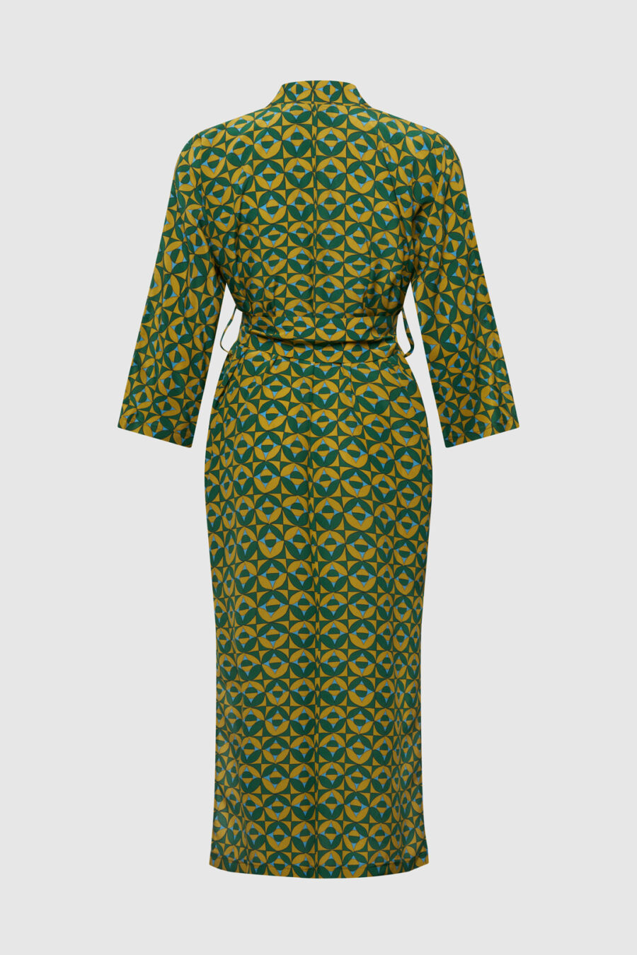 Kimono mit grafischem Print in Grün-Gold