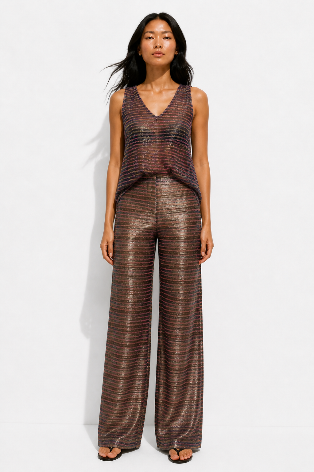 Hose in Lurex Optik Rose