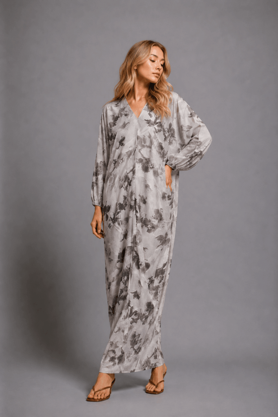 Tunika mit floralem Print aus einem leichten Kaschmirgemisch