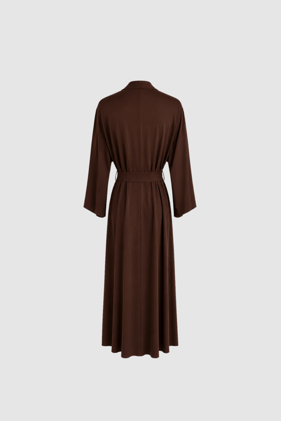 Langer Kimono mit Bindegürtel in Mocca