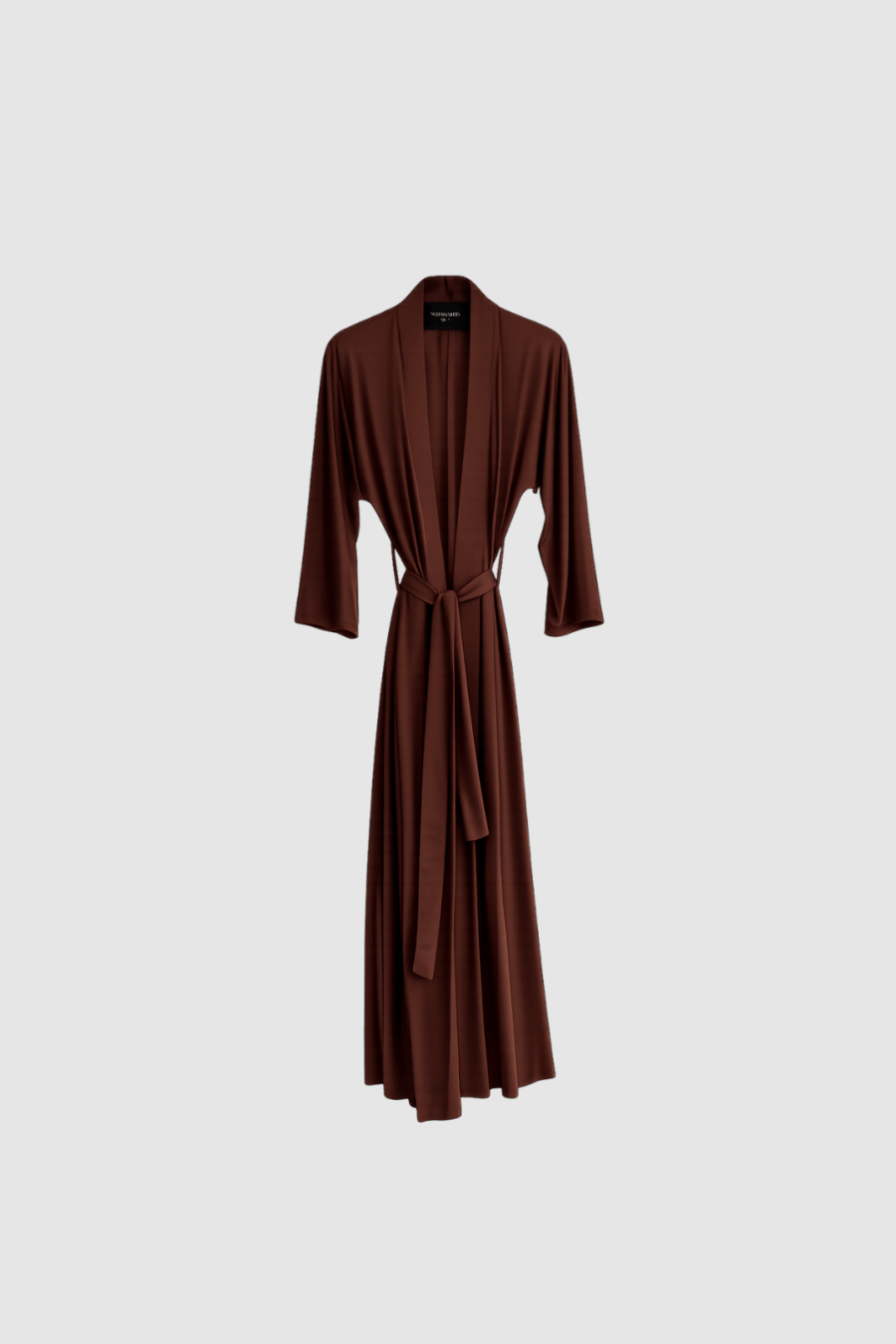 Langer Kimono mit Bindegürtel in Mocca