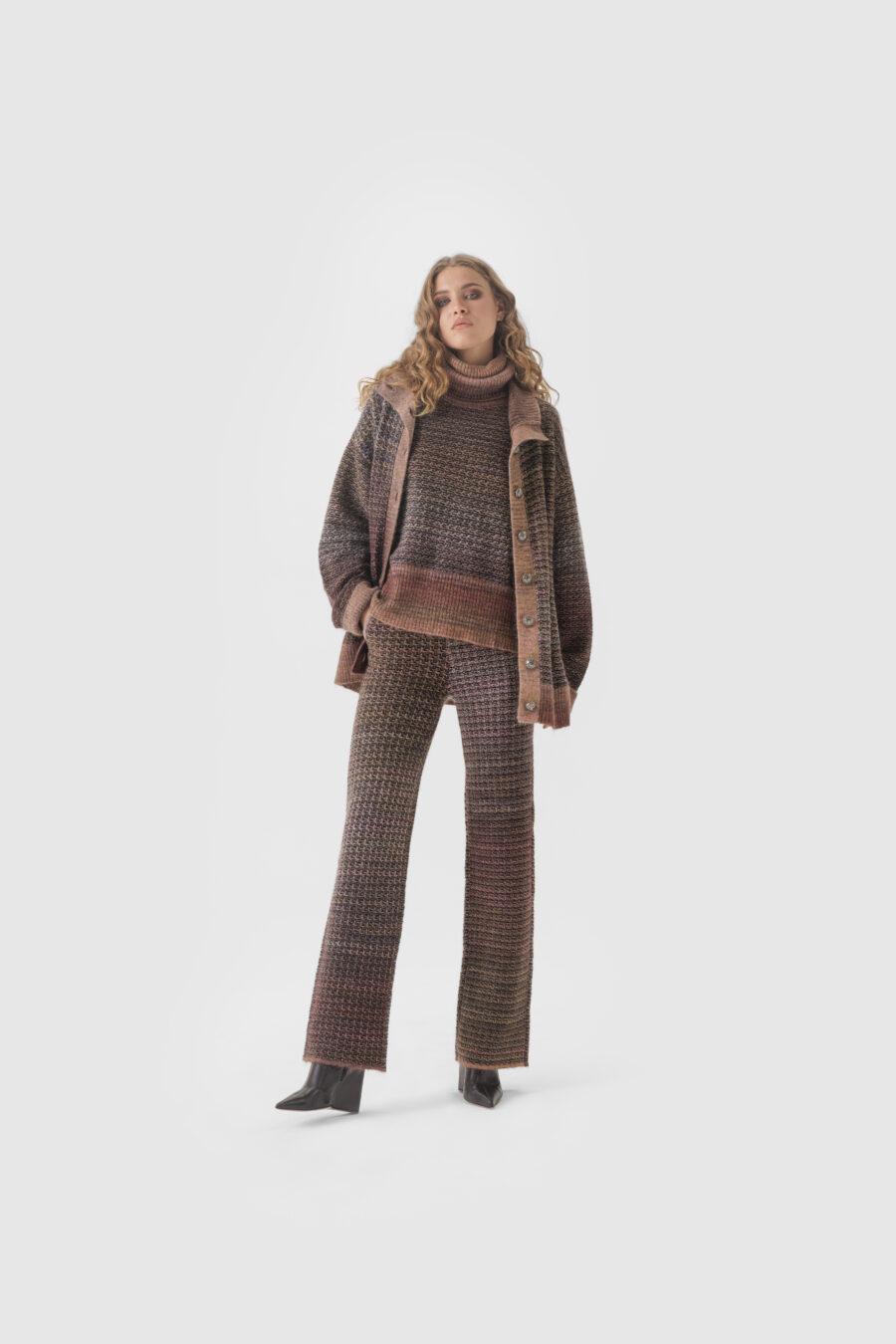 Strickcardigan aus Merinowolle in Multicolor-Melange