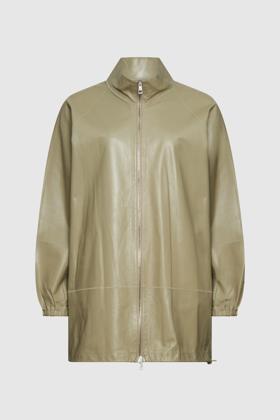 Oversized Lederjacke in Sage Green