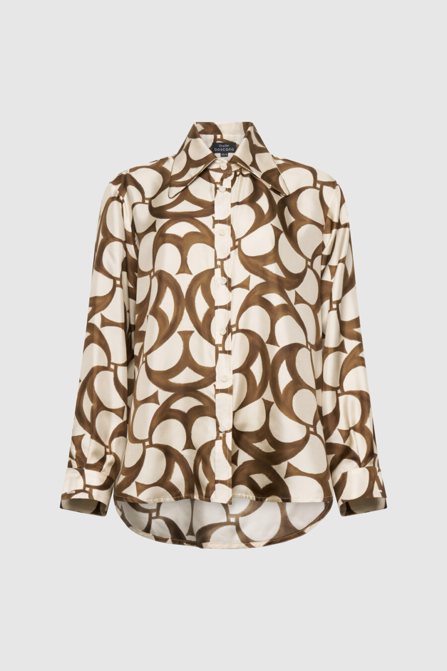 Oversize-Seidenbluse mit grafischem Print