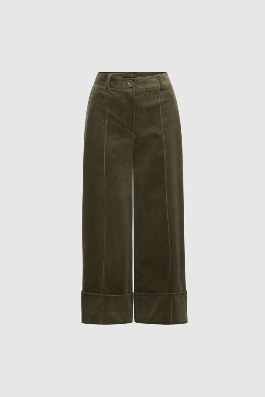 Cord-Culotte aus Baumwolle und Seide in Olive