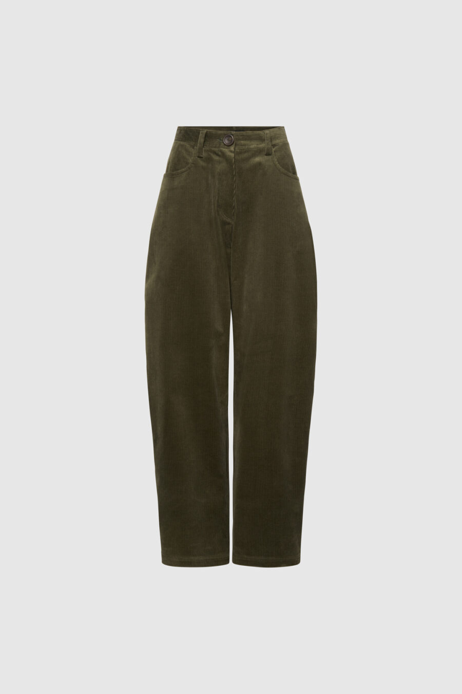Cordhose mit weiter Silhouette in Oliv