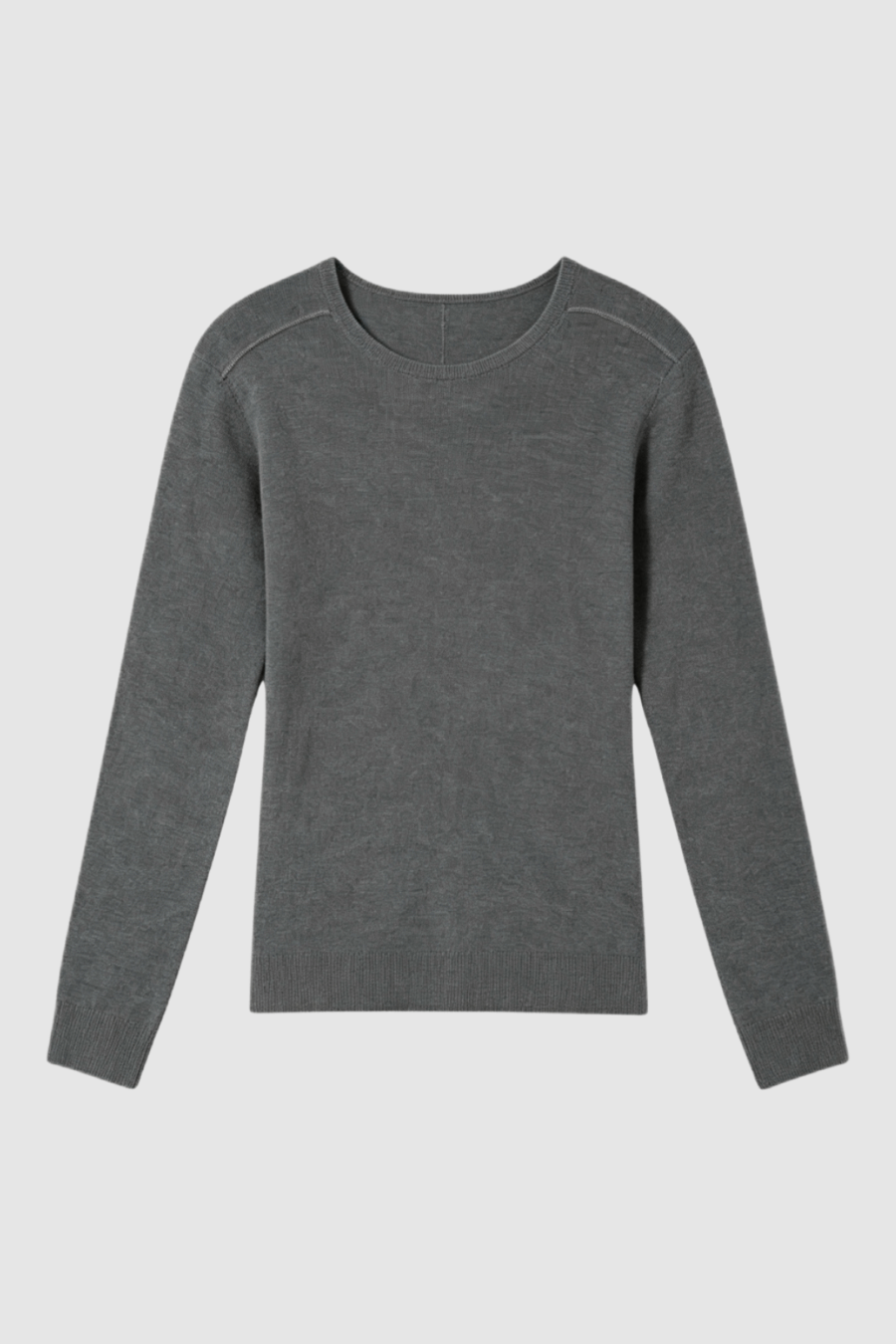 Feinstrick-Langarmshirt aus Merinowolle und Kaschmir in Grau, Boscana Boscana, Boscana Manufaktur, Leipzig, Atelier Leipzig, Damenmode, Modemanufaktur, Manufaktur für Damenmode, Premium-Damenmode, Strickmode, Strickpullover, Strickcardigan, Premium-Strick, Boscana, Boscana Manufaktur, Leipzig, Atelier Leipzig, Damenmode, Modemanufaktur, Manufaktur für Damenmode,