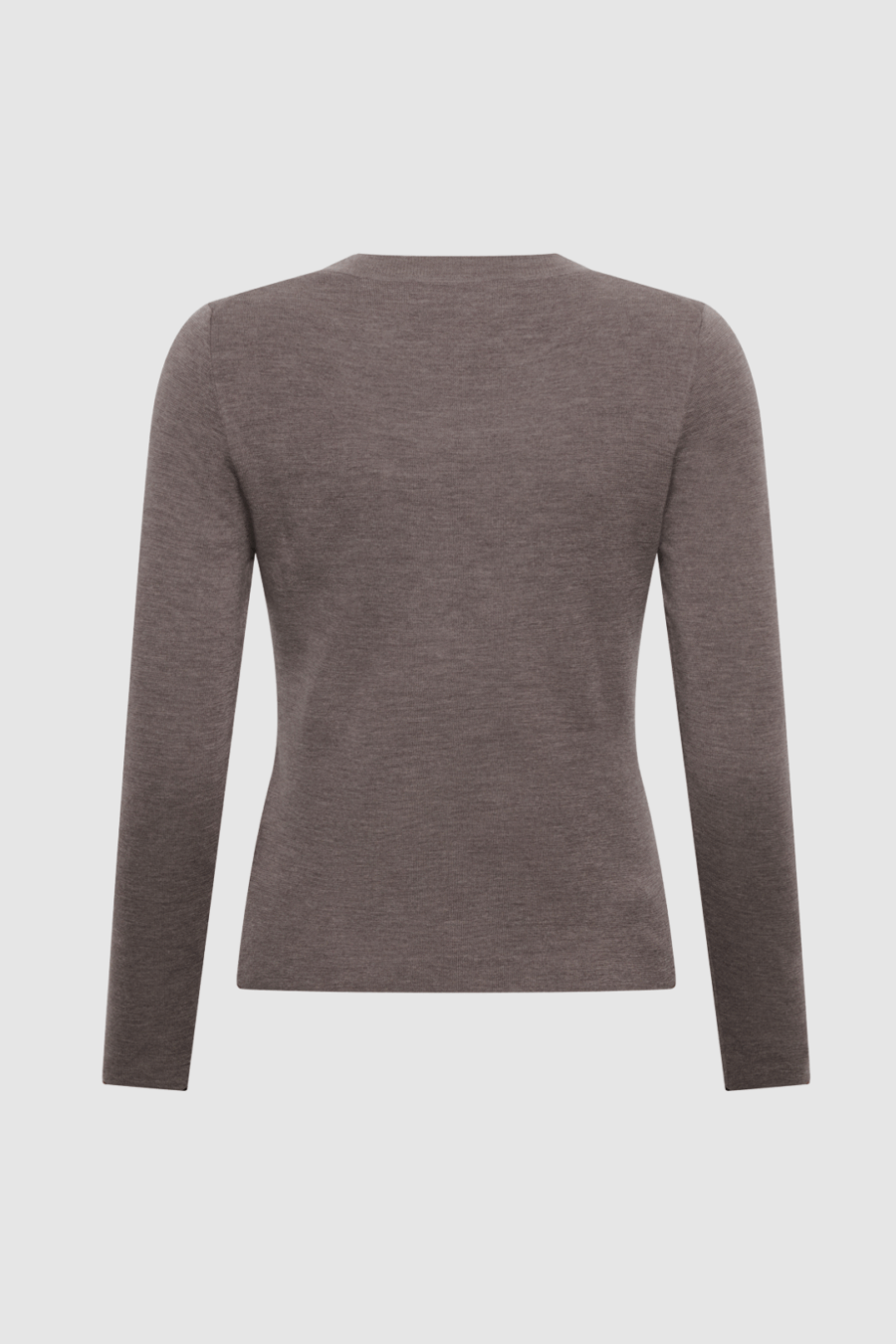 Feinstrickpullover aus Merinowolle in Braun Back, Boscana Boscana, Boscana Manufaktur, Leipzig, Atelier Leipzig, Damenmode, Modemanufaktur, Manufaktur für Damenmode, Premium-Damenmode, Strickmode, Strickpullover, Strickcardigan, Premium-Strick, Boscana, Boscana Manufaktur, Leipzig, Atelier Leipzig, Damenmode, Modemanufaktur, Manufaktur für Damenmode,