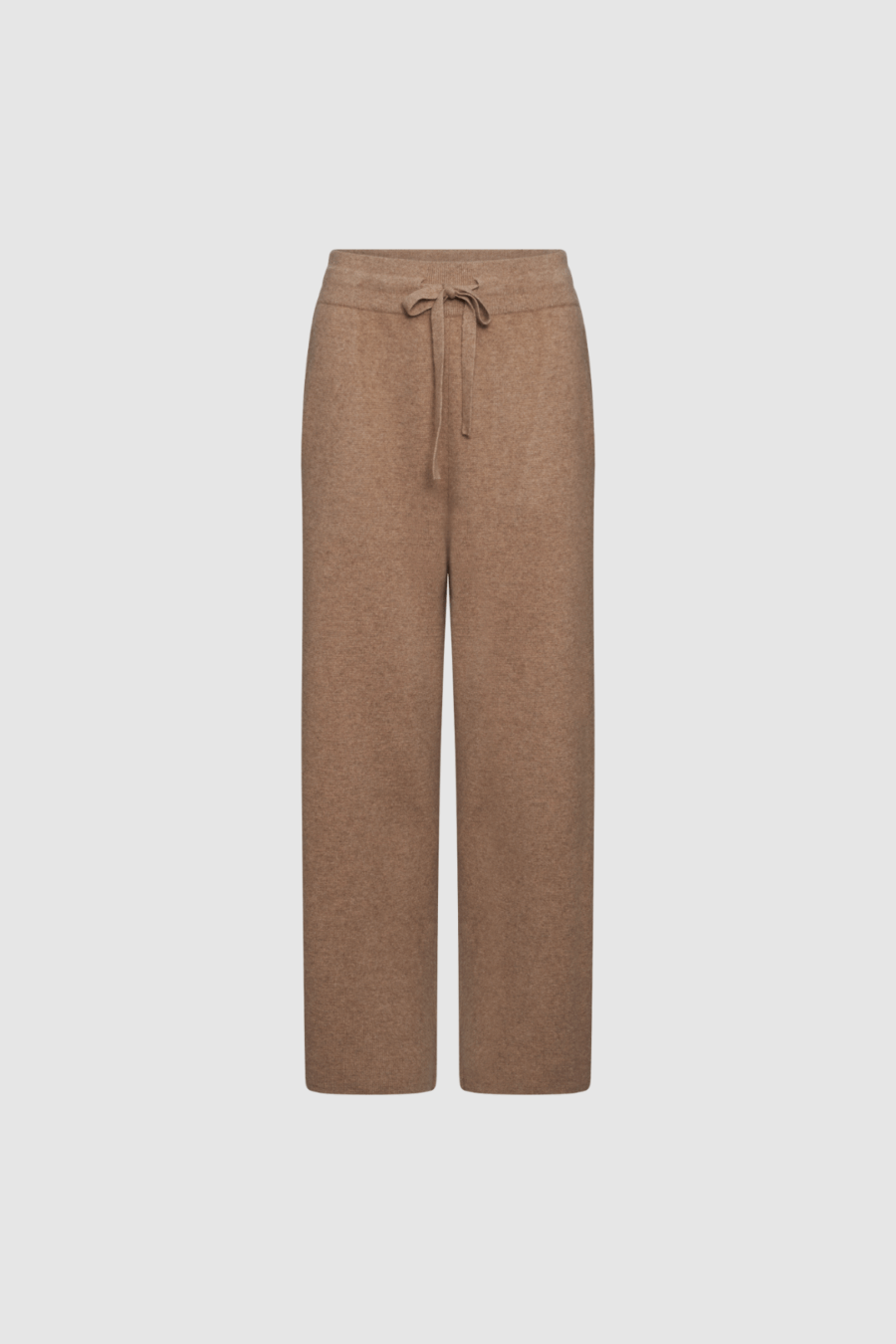 Kaschmir-Strickhose mit geradem Bein in Camel