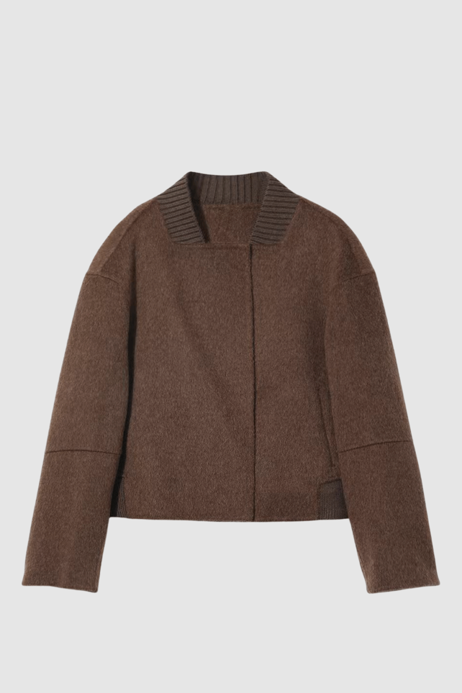 Kurzjacke aus Alpaka-, Rabbit- und Merinowoll-Mix in Braun