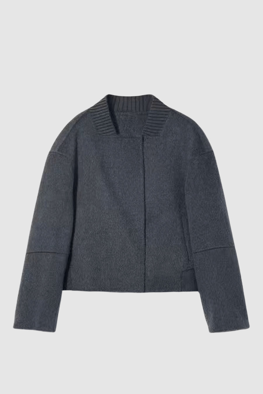 Kurzjacke aus Alpaka-, Rabbit- und Merinowoll-Mix in Anthrazit