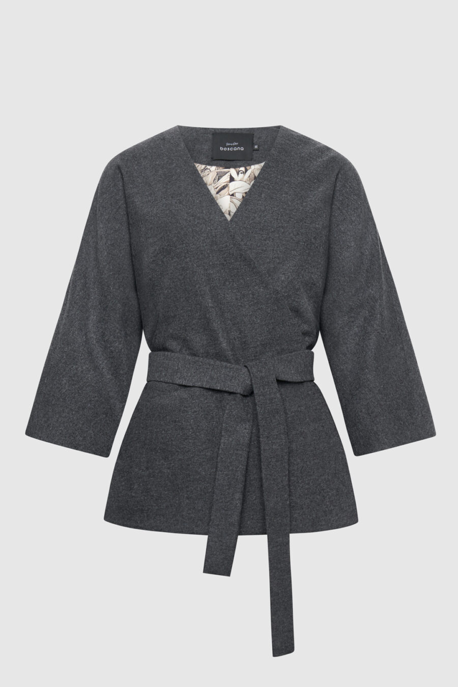 Kurzkimono aus Schurwolle in Grau mit exklusivem Seidenfutter