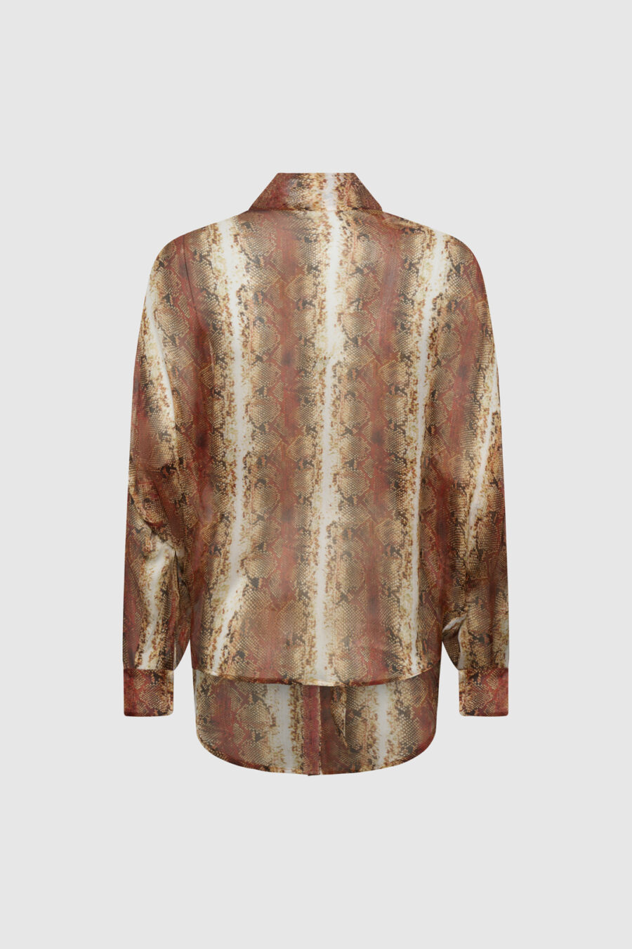 Oversize Seidenbluse mit Animal-Print und Schluppenkragen