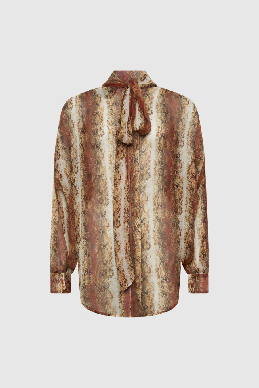 Oversize Seidenbluse mit Animal-Print und Schluppenkragen