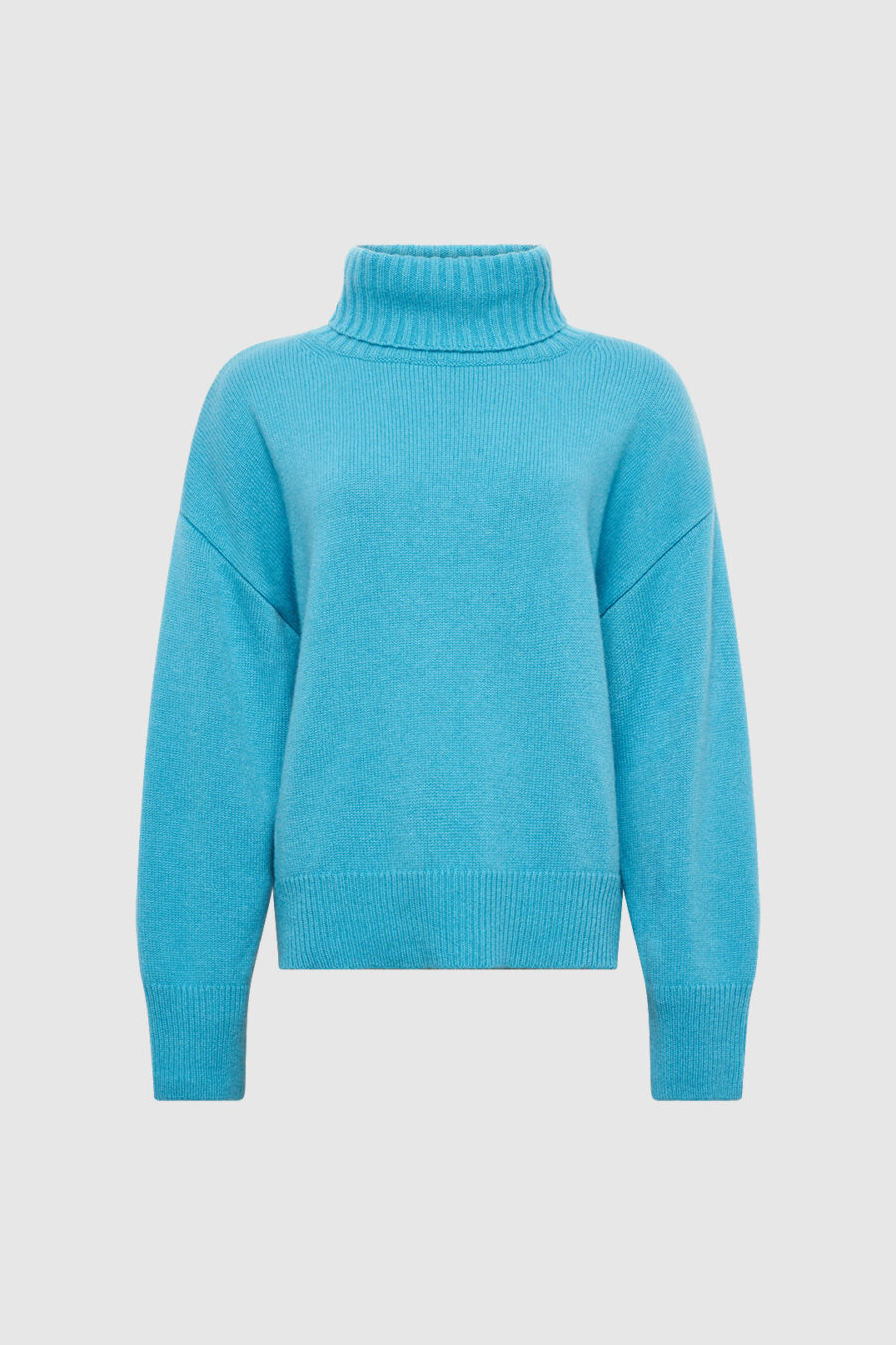 Oversize-Rollkragenpullover aus 100 % Kaschmir in Türkis