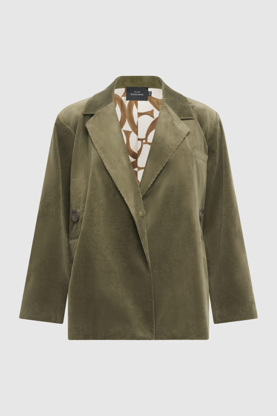 Oversized Cordblazer aus Baumwolle und Seide in Olive