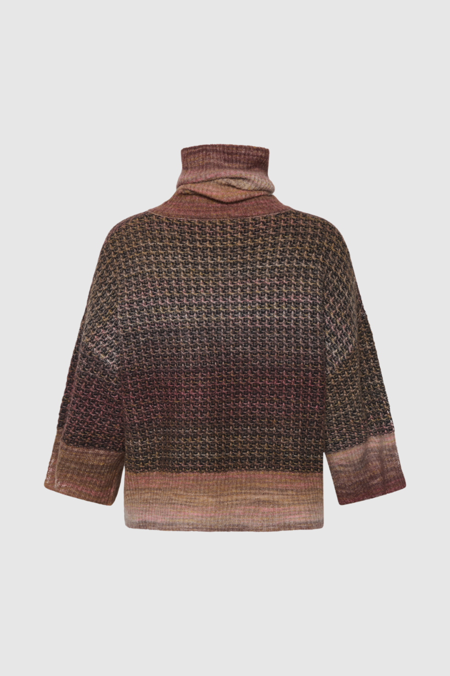 Oversize-Rollkragenpullover aus Merinowolle in Multicolor-Melange