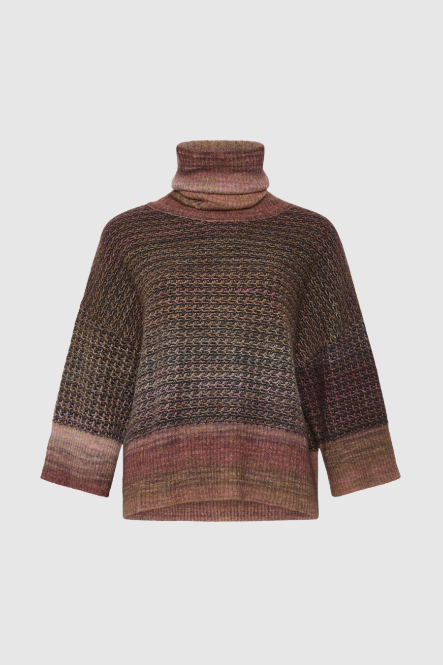 Oversize-Rollkragenpullover aus Merinowolle in Multicolor-Melange