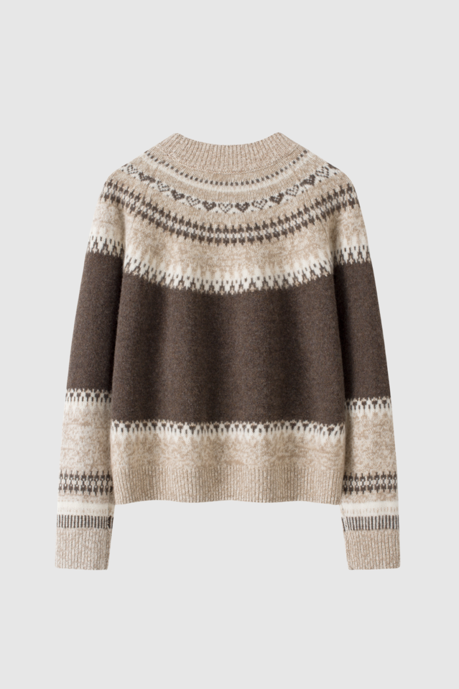 Norweger-Pullover aus Kaschmir in Creme-Braun