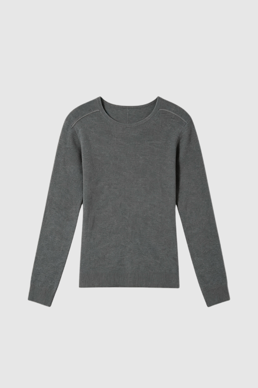 Feinstrick-Langarmshirt aus Merinowolle und Kaschmir in Grau